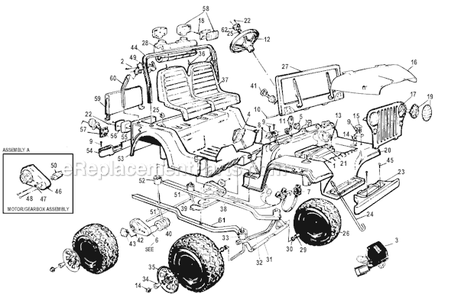 Page A Diagram and Parts List for 76817-9993  Power Wheels Ride-On Cars